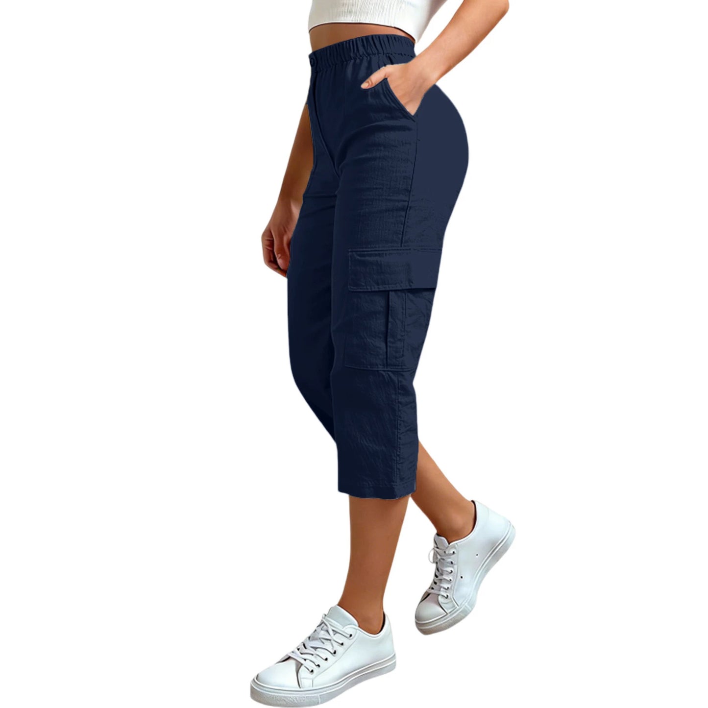 Loose-fit Casual Pants With Multiple Pockets Cross-border Fashion Cropped Trousers