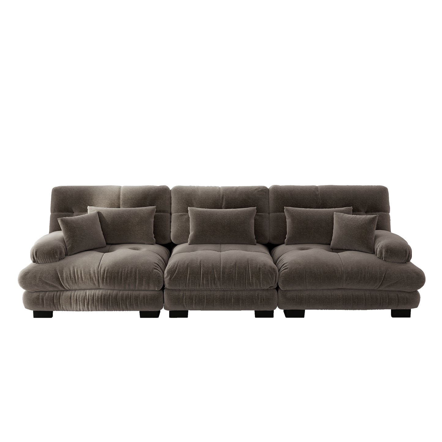 3 Seater Modular Corner Sofa With Deep Seat, Chenille Sofa Bed Comfortable Upholstered For Living Room, Apartment, Studio, Office, Chenille Brown