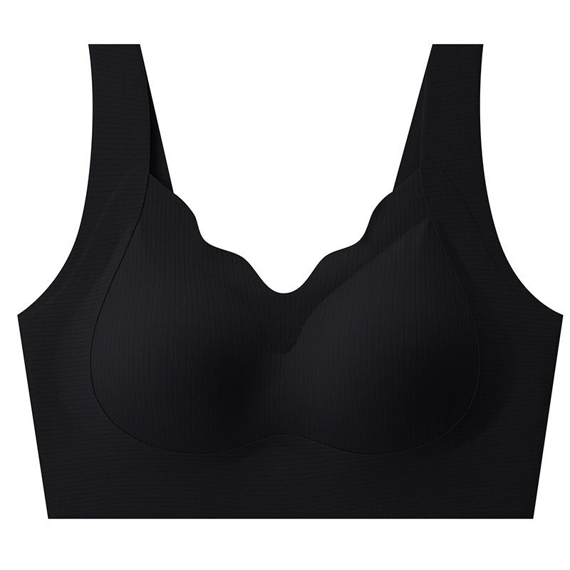 Seamless Warm Muscle Anti-gravity Wireless Fixed Cup V-neck Lifting Push Up Comfort Breathable Beauty Back Bra