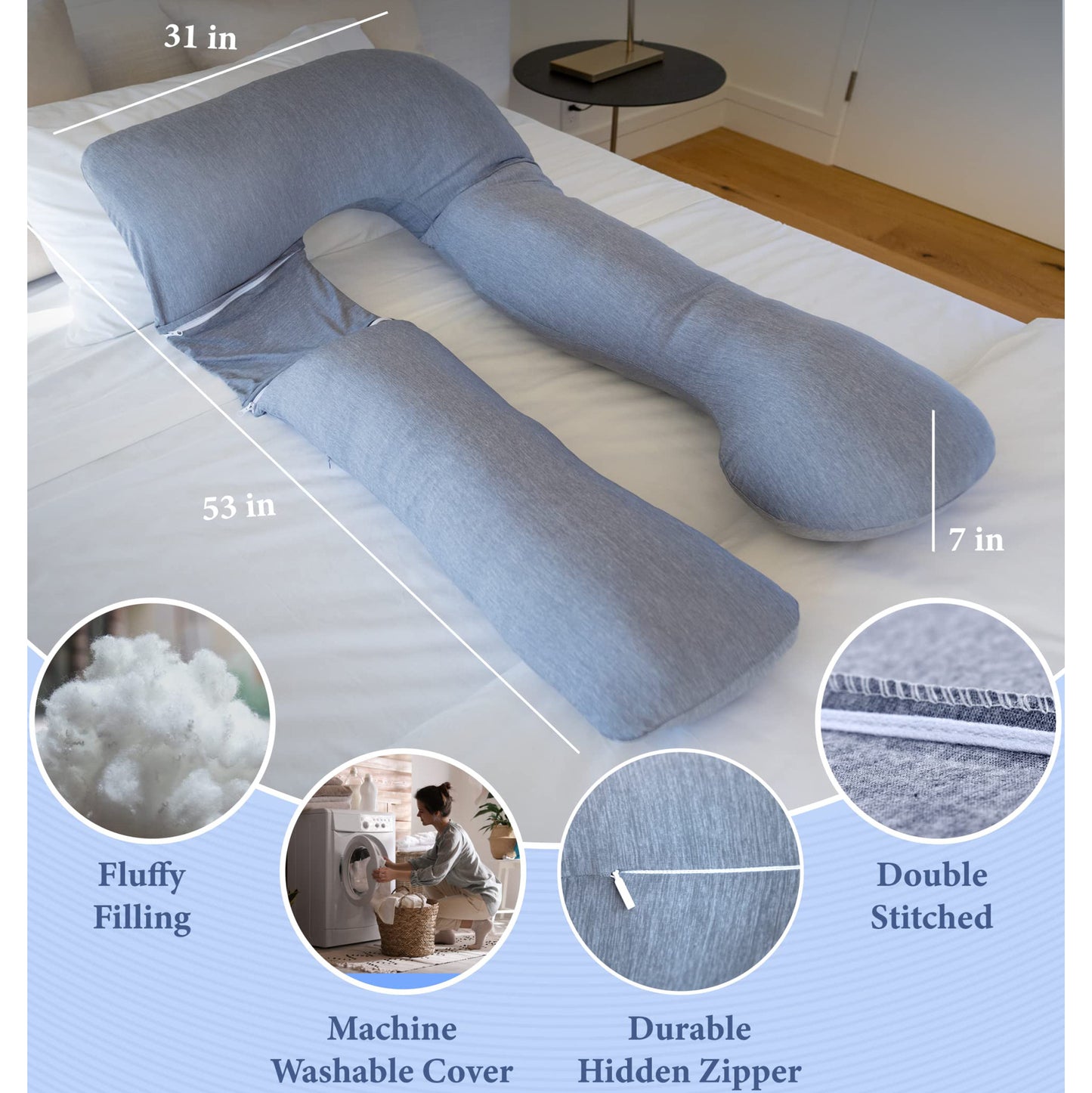 Pregnancy Pillow - Lumbar Support Body Pillow for Side Sleeping During Maternity