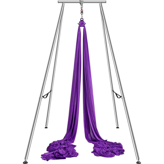Aerial Yoga Hängematte Mit Yogarahmen 12 X 2,6 M, Lila Yoga Swing Air Fliegen, Yoga-Schaukel Hammock Swing 250 Kg Max. Tragfähigkeit, Inkl. Yoga-Socken & Fußpolster, Anti-Gravity-Übungen