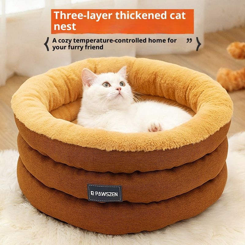 Round Pet Bed Winter Thickened Large Kennel