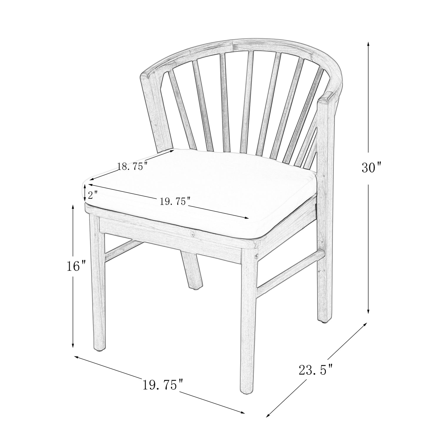 Outdoor Dining Chairs Set Of 2, Acacia Wood Patio Chairs With Cream Washable Cushion,for Backyard, Poolside, Garden,Light White