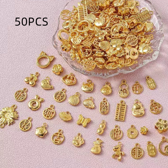 Handmade DIY Vintage Oil-drop Alloy Matte-gold Accessories Alluvial Gold Jewelrybracelet And Pendant