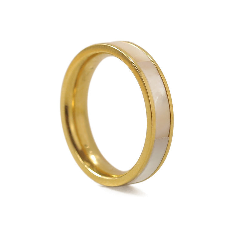 Cross-border Best-selling Titanium Steel White Mother-of-pearl Ring For Women