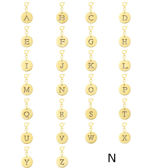 Titanium Steel Bracelet And Necklace Accessories 26-letter Charm Pendants Hand-polished In Gold