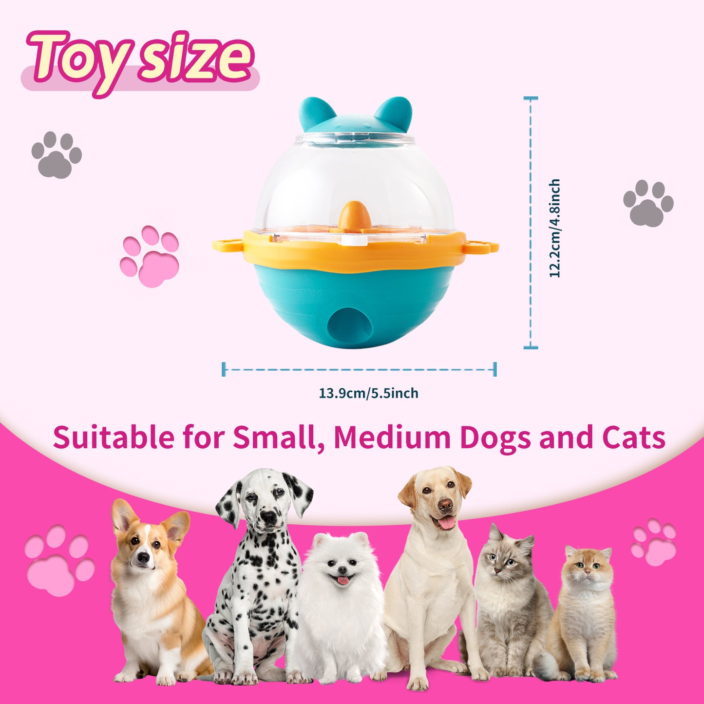Dog Treat Balls Slow Feeder ToysDog & Cat Treat Dispenser Puzzle Toys  Active Rolling Balls For Medium&Large Dog Breeds  Interactive Squeaky Mental Stimulation