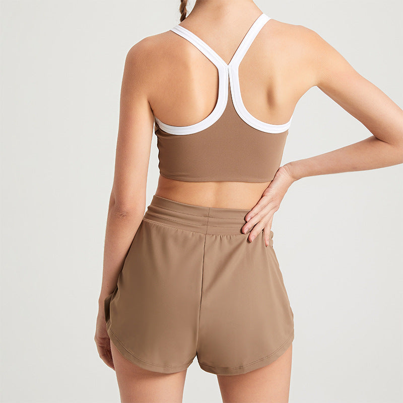 Women Side Cinch Ruched Layer Look Shorts For Yoga Running Fitness