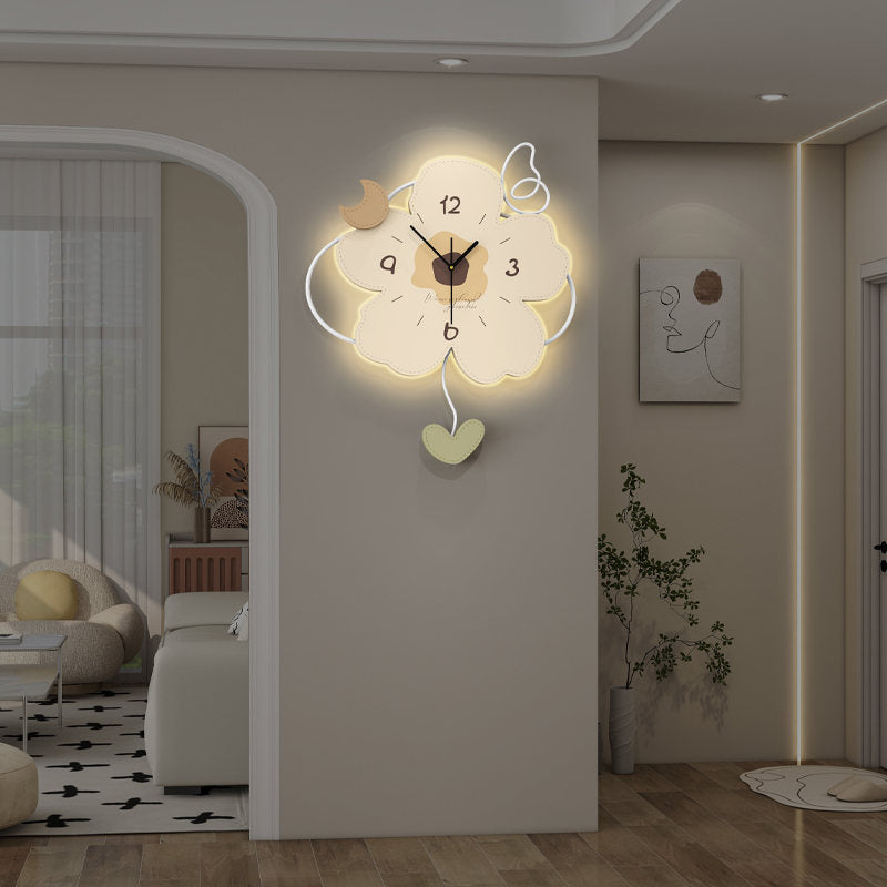 Cute Flower Shaped Wall Clock Modern Decorative Home Bedroom Decor