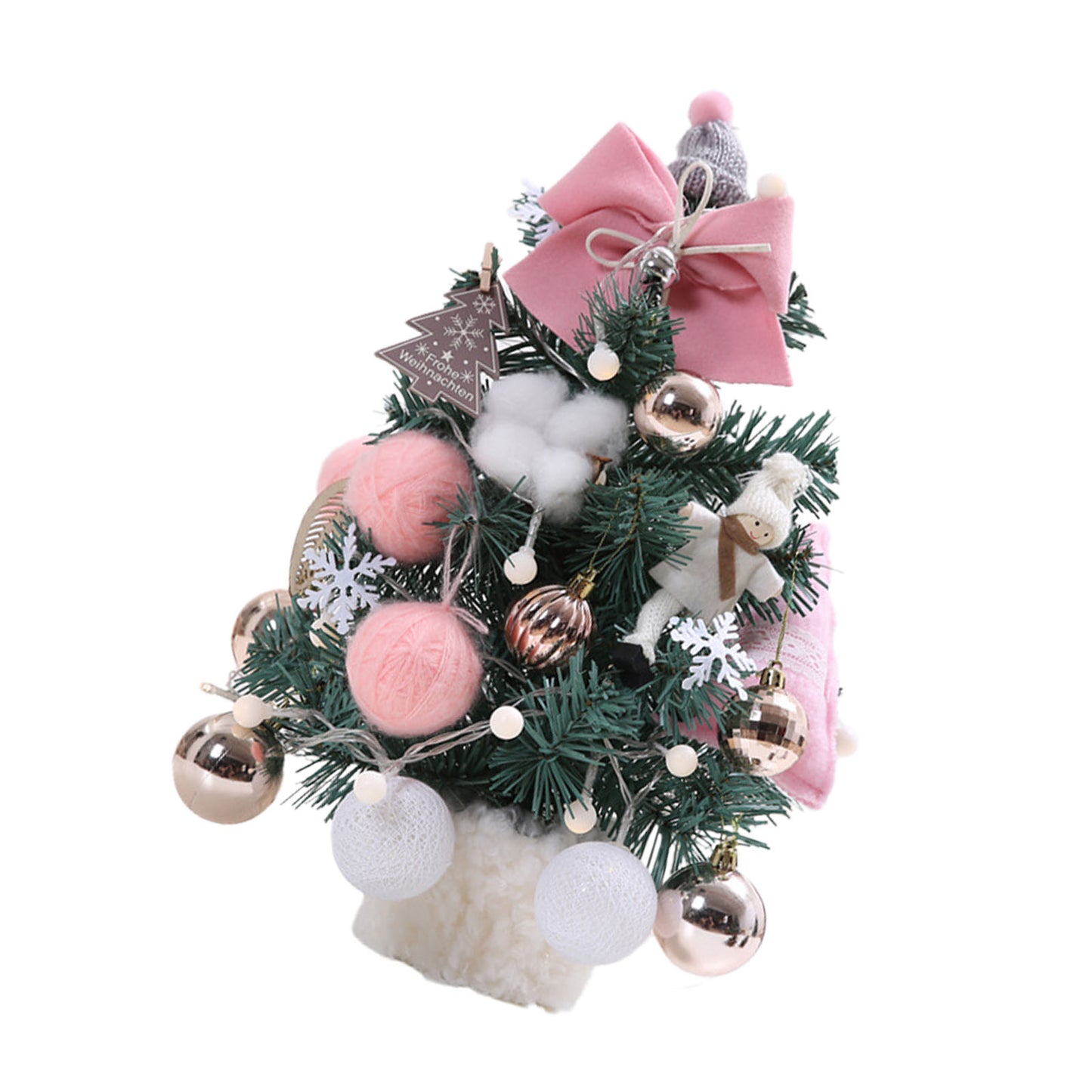Small Xmas Tree With Adjustable Lights PVC Lightweight Desktop Xmas Tree For Home Decoration 35cm Roseate