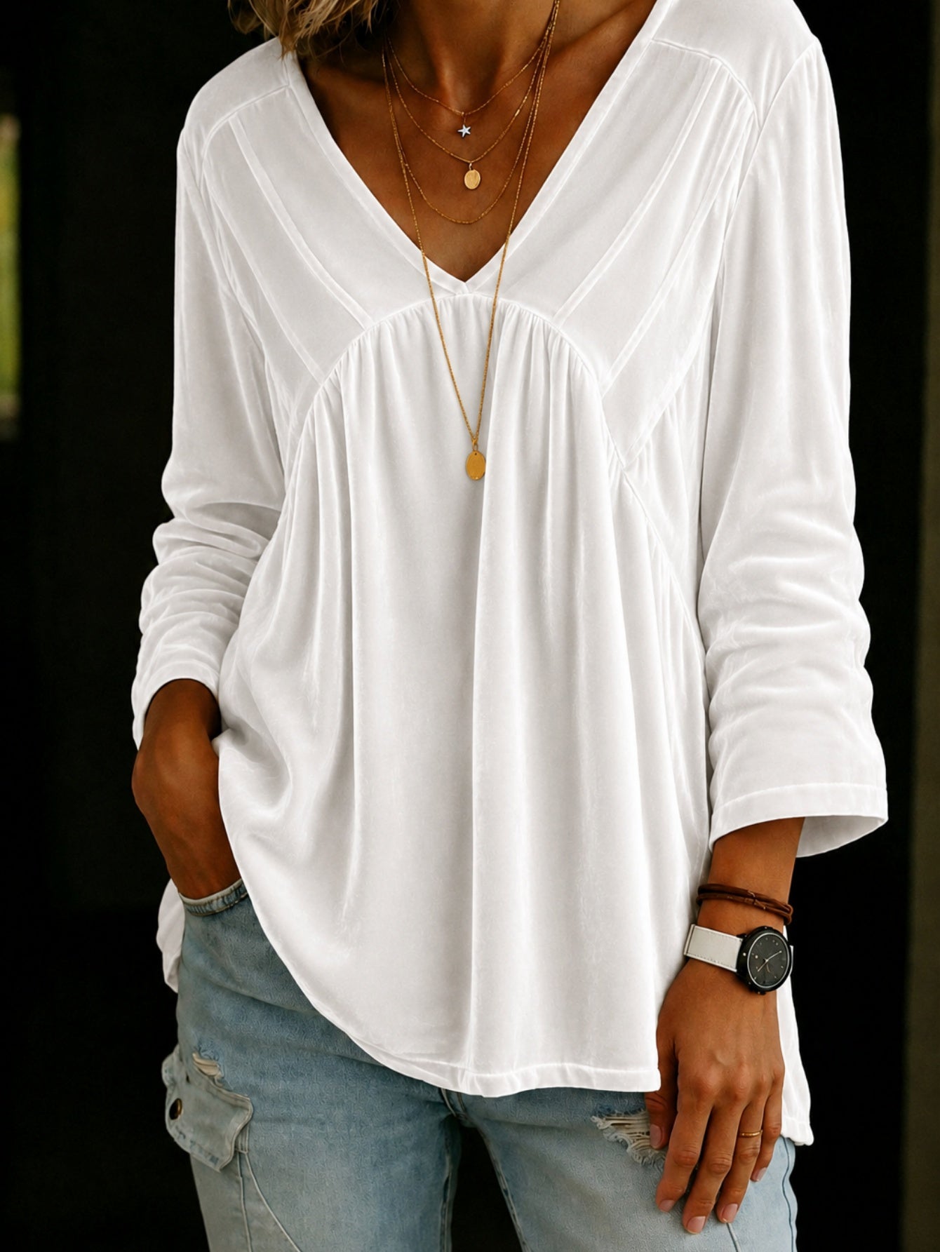 Casual Fashion Plain-color Loose-fitting T-shirt