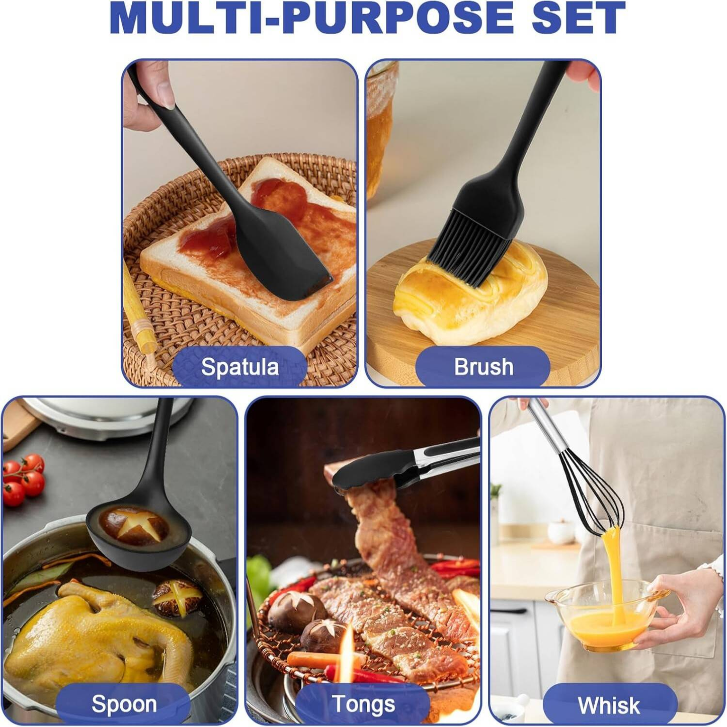 12-Piece Silicone Kitchen Utensil Set - Food Grade,