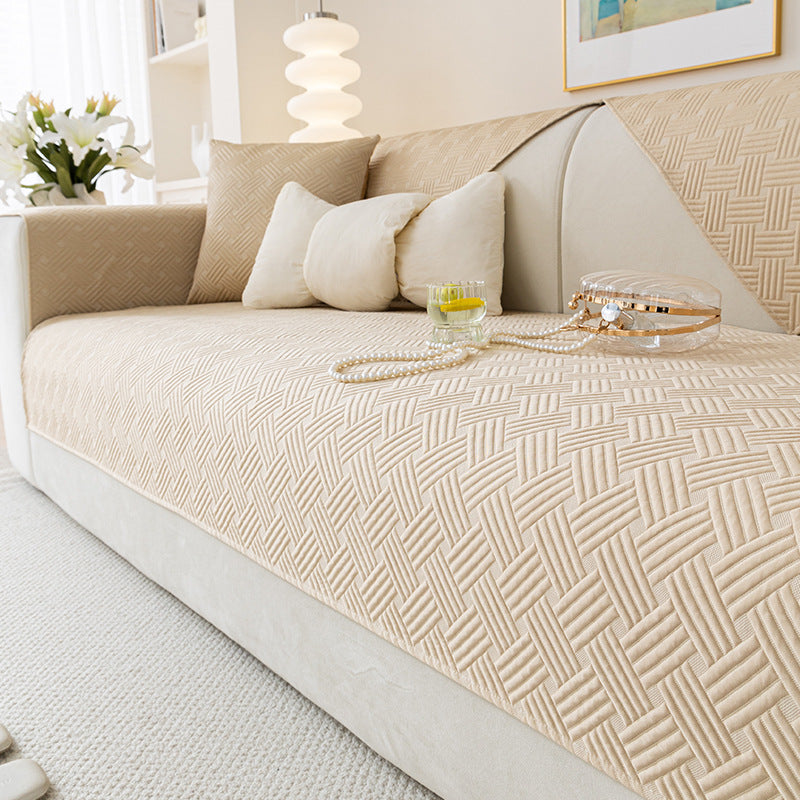 Cream-colored Viscose Sofa Mat Cooling Summer Sofa Cover