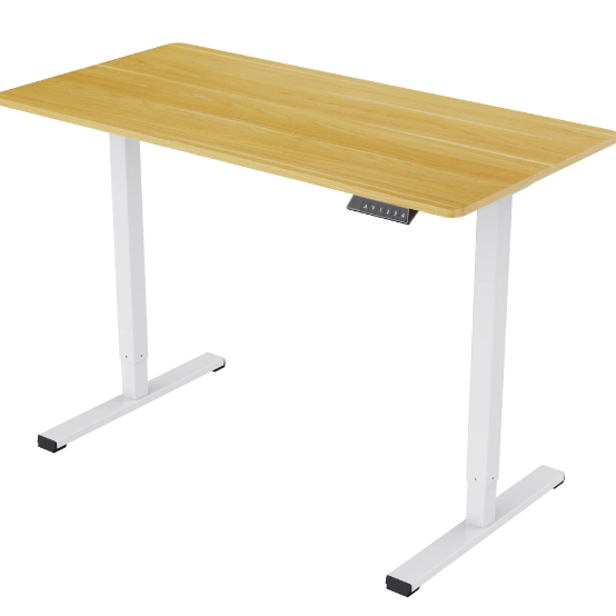 Electric Standing Desk Whole Piece Adjustable Height Desk Home Office Computer Workstation Sit Stand Up Desk White Frame - Maple Top