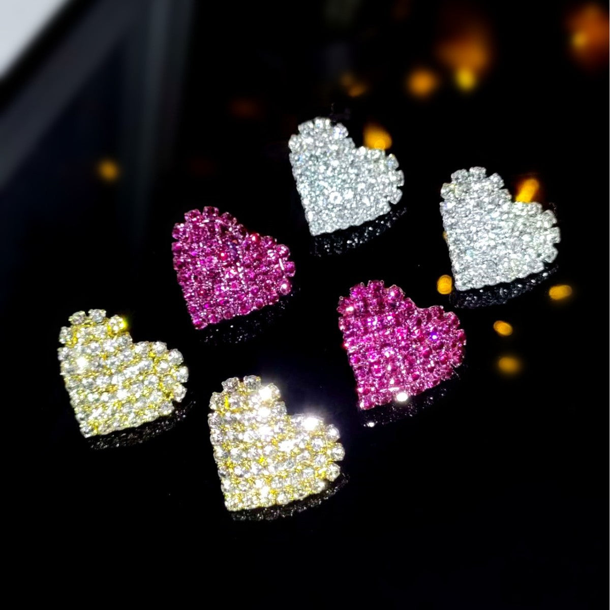 Light Luxury Simple All-match Rhinestone Love Earrings For Women High-end Niche Design Elegant Earrings And Ear Accessories