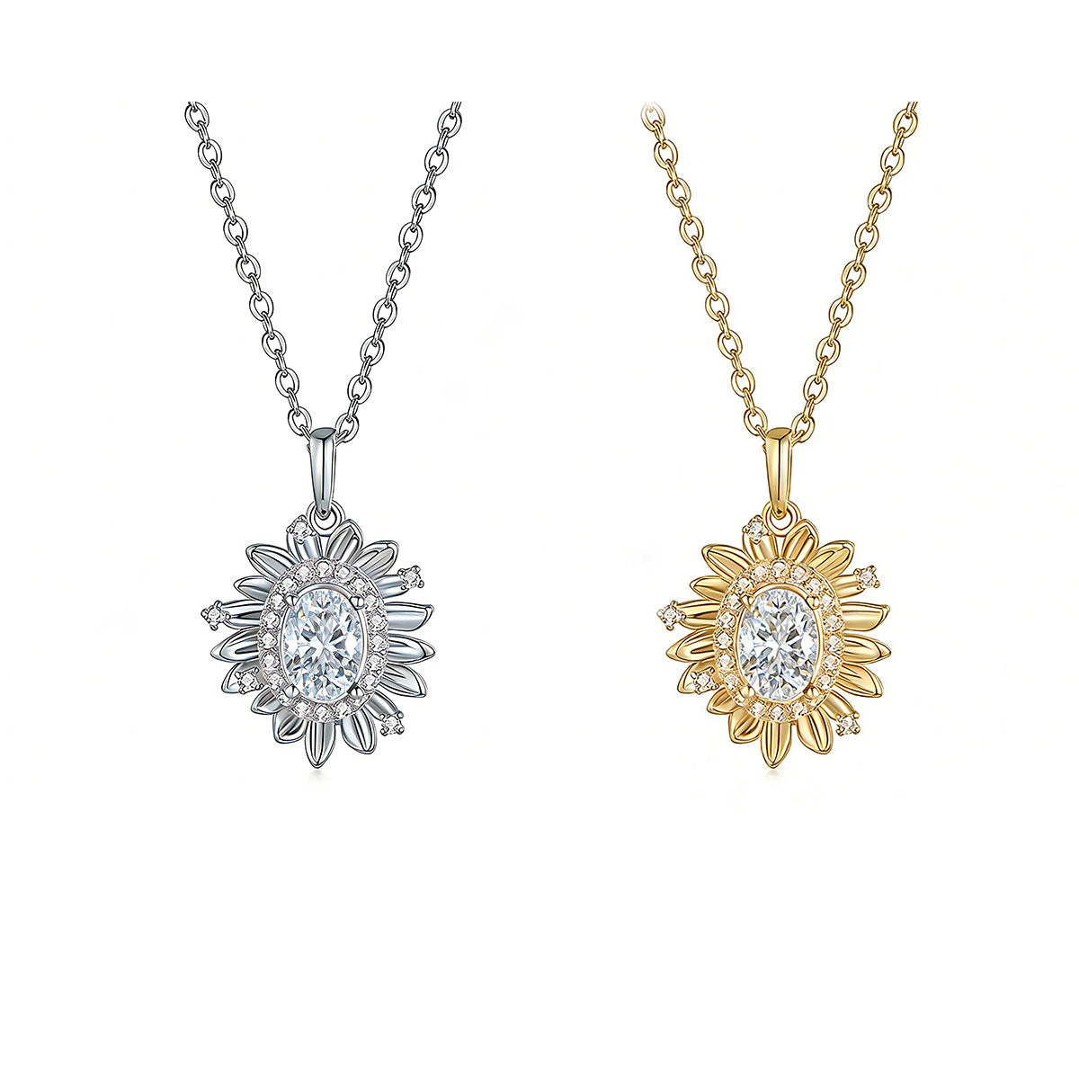 S925 Sterling Silver 5x7mm Oval Moissanite D Aisy Necklace 45cm D Color VVS1 Platinum Gold Plated GRA Certified Gift Box