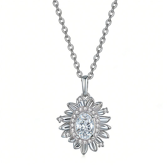 S925 Sterling Silver 5x7mm Oval Moissanite D Aisy Necklace 45cm D Color VVS1 Platinum Gold Plated GRA Certified Gift Box