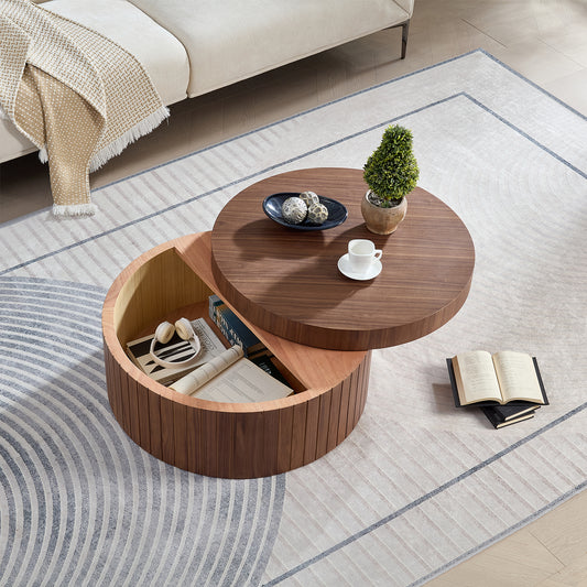 Modern Round Coffee Table With Storage Accent Tea Table For Living Room Bedroom Office Apartment,No Assembly