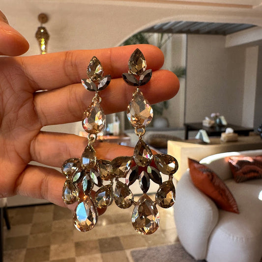 Silver Needle Diamond Tassel Earrings For Women Light Luxury Exaggerated Dangle Earrings Fashion Jewelry