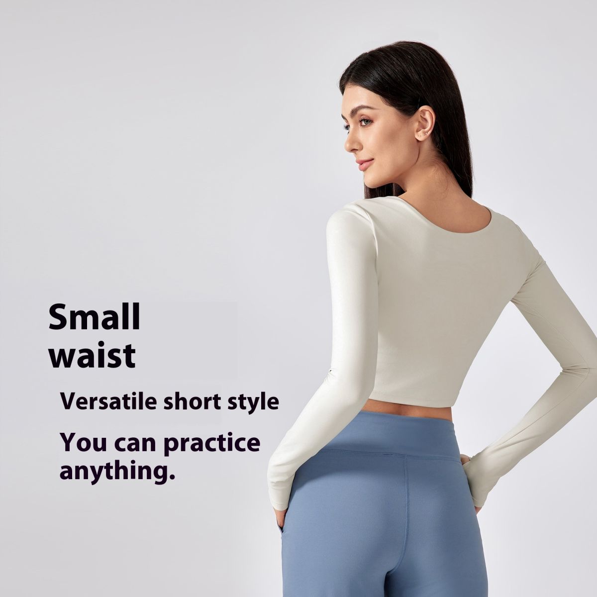 Women's Solid Color Short Yoga Clothes With Chest Pad Long Sleeves