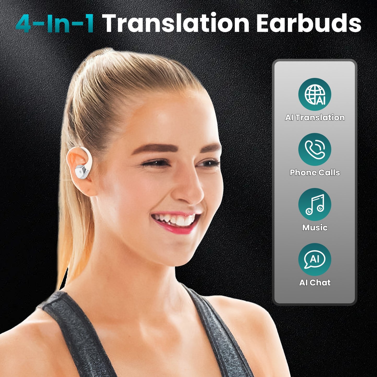 Open-Ear AI Translation Earbuds 165 Language Real Time AI Headphone Wireless 6.0 Translating Earbuds With 360 Degree Rotating Charging Case Lanyard For Travel Meetings Language Learning