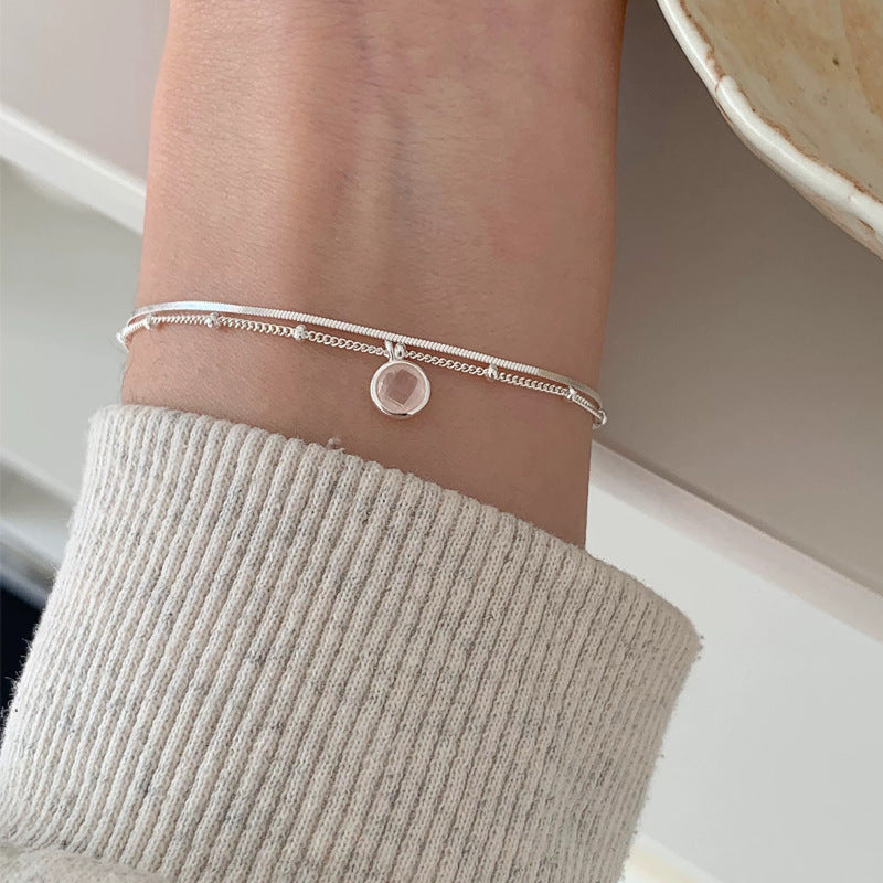 S925 Sterling Silver Double-layer Bracelet Korean-style Jewelr