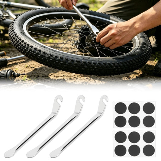 Bicycle Tire Lever Set With 3 Tire Levers And 16 Patches For Quick Bike Repairs—Accessories