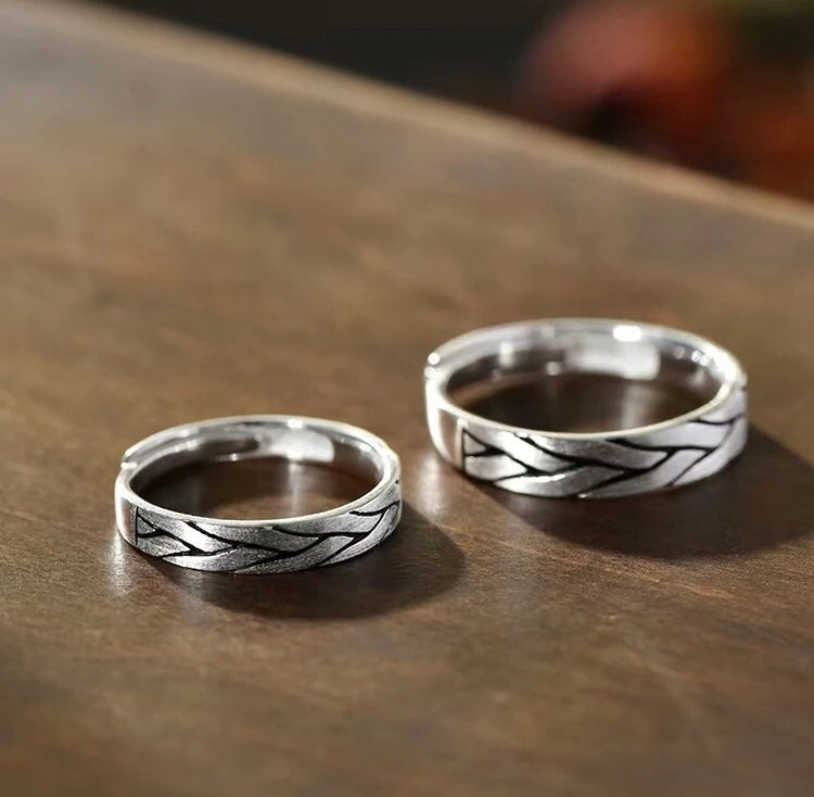Set Of 2 990 Sterling Silver Vintage Engraved Promise Rings, Elegant Sentimental Style, Ideal For Anniversaries & Wedding Gifts