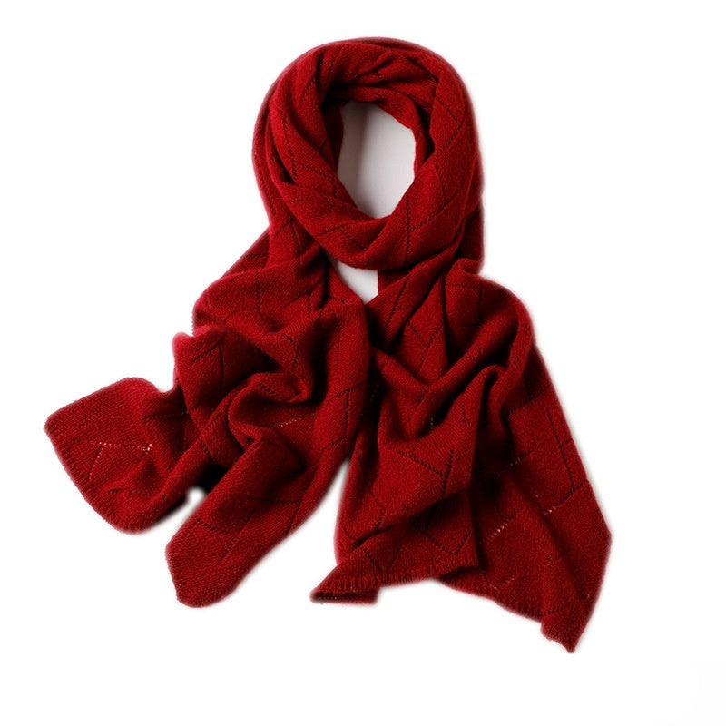 Women's Wool Short Korean-style Versatile Knitted Hollow Scarf