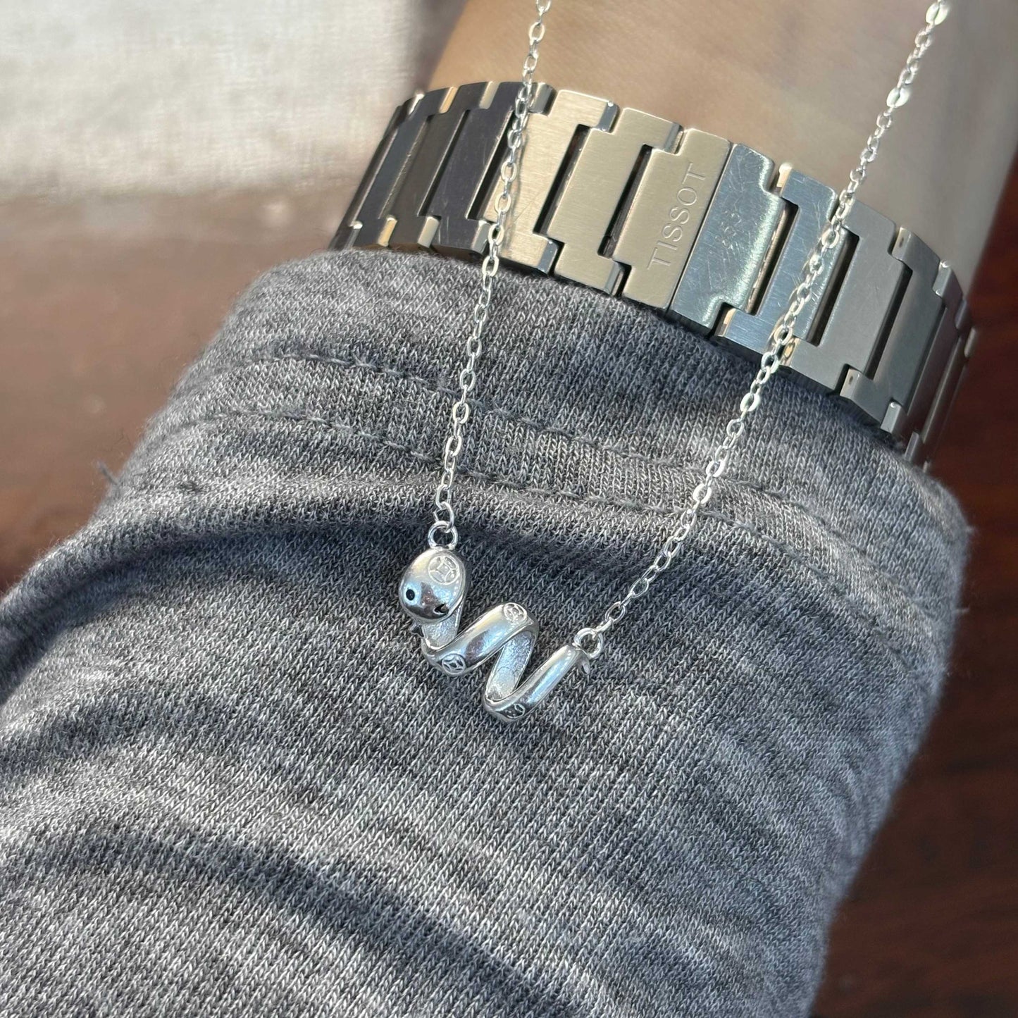 1pc 999 Sterling Silver Cute Snake Pendant Necklace, Sweet & Minimalist Style, Perfect For Daily, Dating & Gifting, Ideal Valentine's Gift