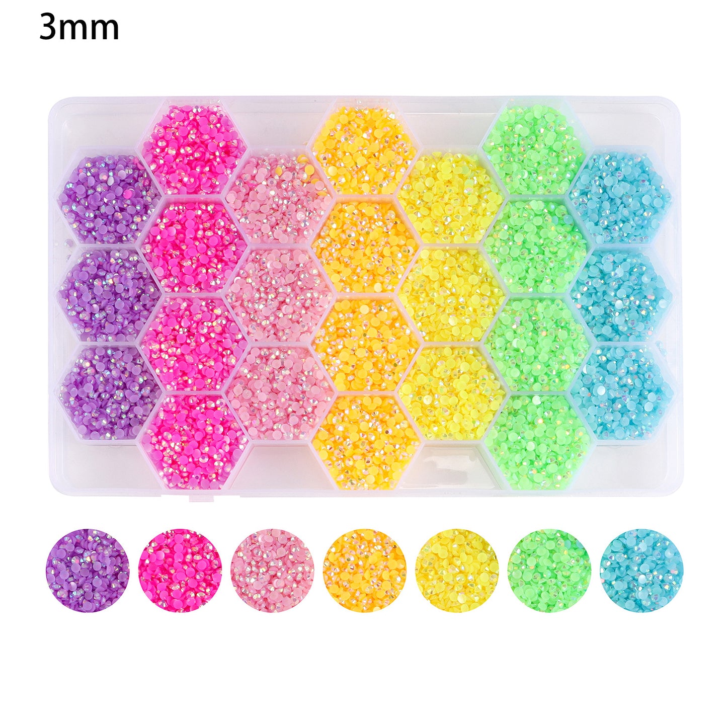 3mm4mm24 Gridsbox Multi-color Resin Drill Nail Beauty DIY Ornament Accessories