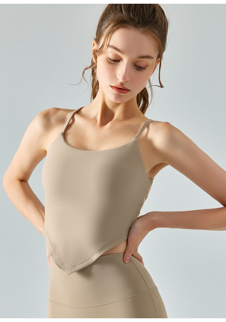 Nude Feel Slim Yoga Vest Semi-fixed One-piece Cup Beauty Back Sling