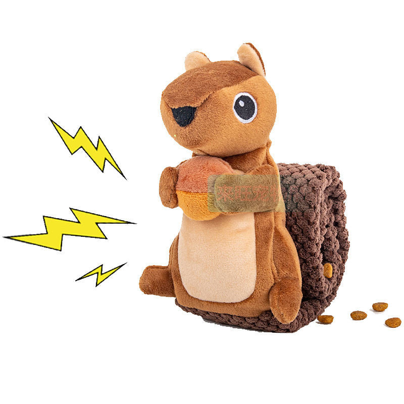Pet Vocalizing Plush Interactive Teething & Food-Dispensing Puzzle Toy