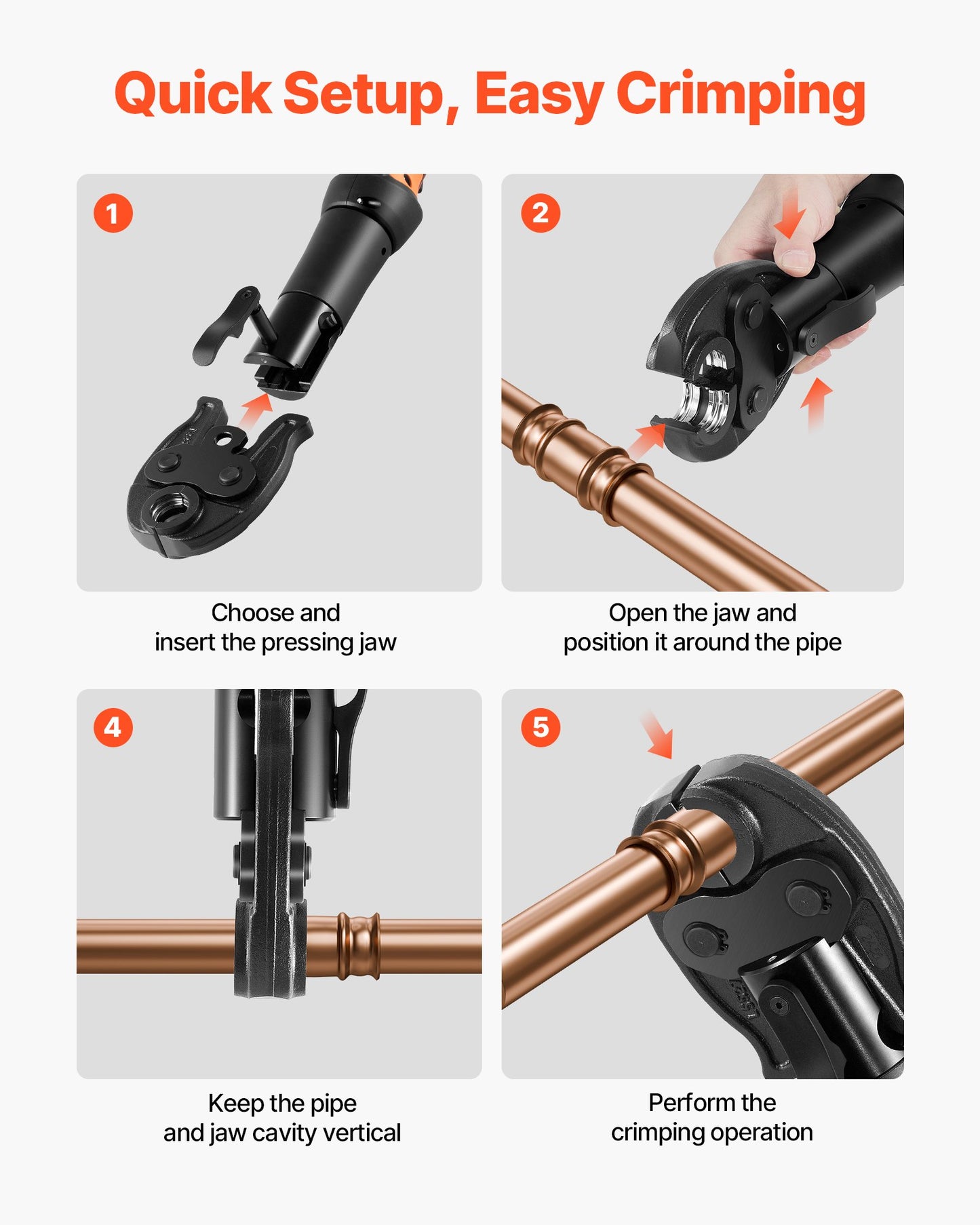 7/8" Press Jaw For Compact Series Press Tools, 52 HRC Hardened Steel Pressing Jaw For High Pressure HVAC/R Applications - Compatible With 24KN Press Tools For RLS Copper Pipes Connections