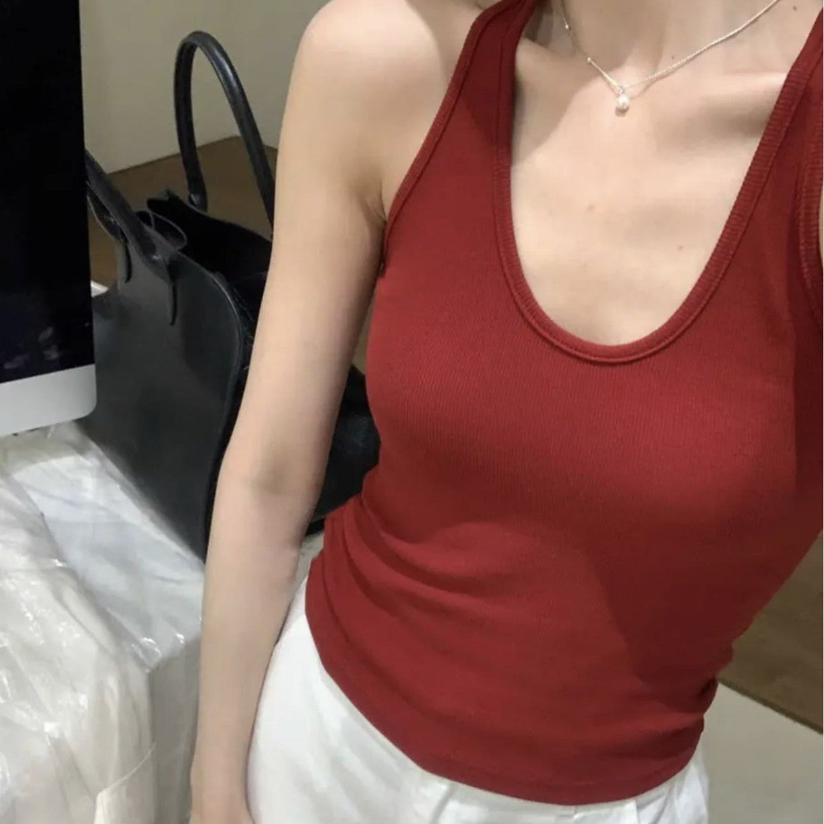 Hanging Neck Pure Want Beauty Back Solid Color Wrapped Chest Tube Top Bottoming Inner Fixed Cup