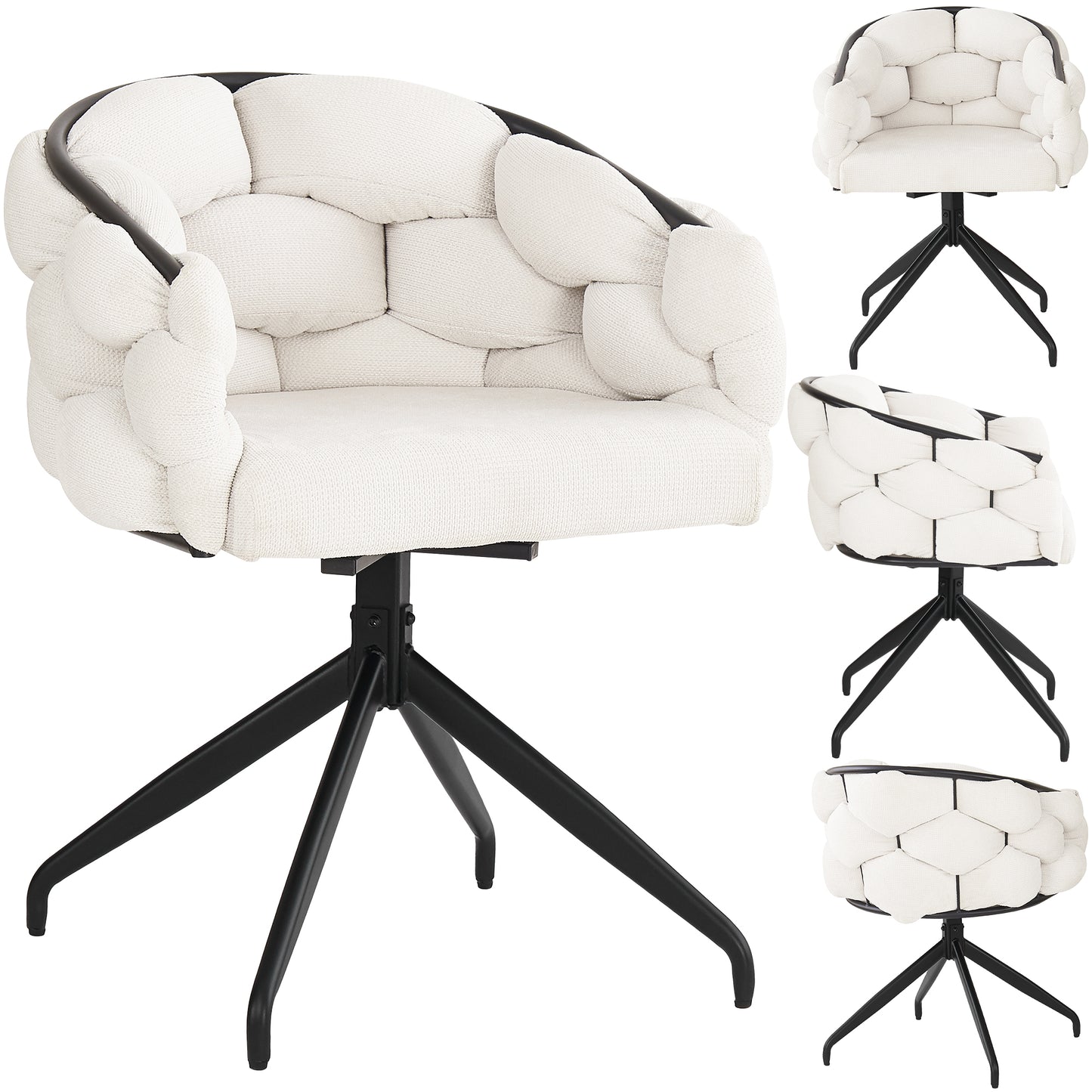 Luxury Chair 4 Pcs , Swivel Chair, 360 Swivel, Living Room Chairs, Dining Chairs, Makeup Chairs, Modern Fashion Style Chairs,Dining Chairs With Backrest,Ergonomic Chair, Bubble Chairs,Beige