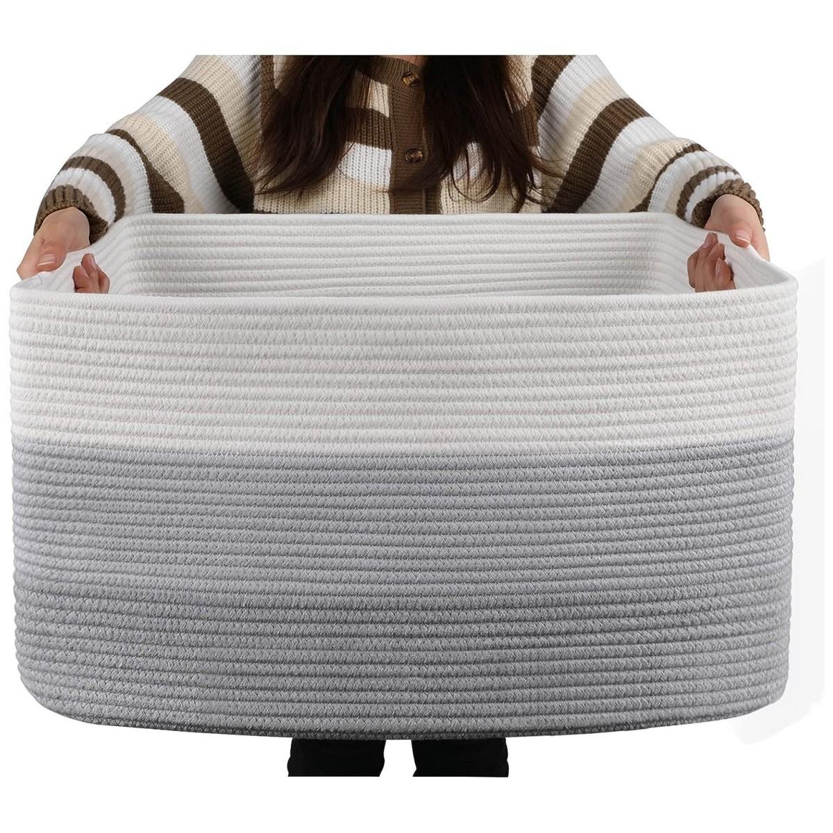 Cotton Rope Woven Home Laundry Basket Living Room Storage