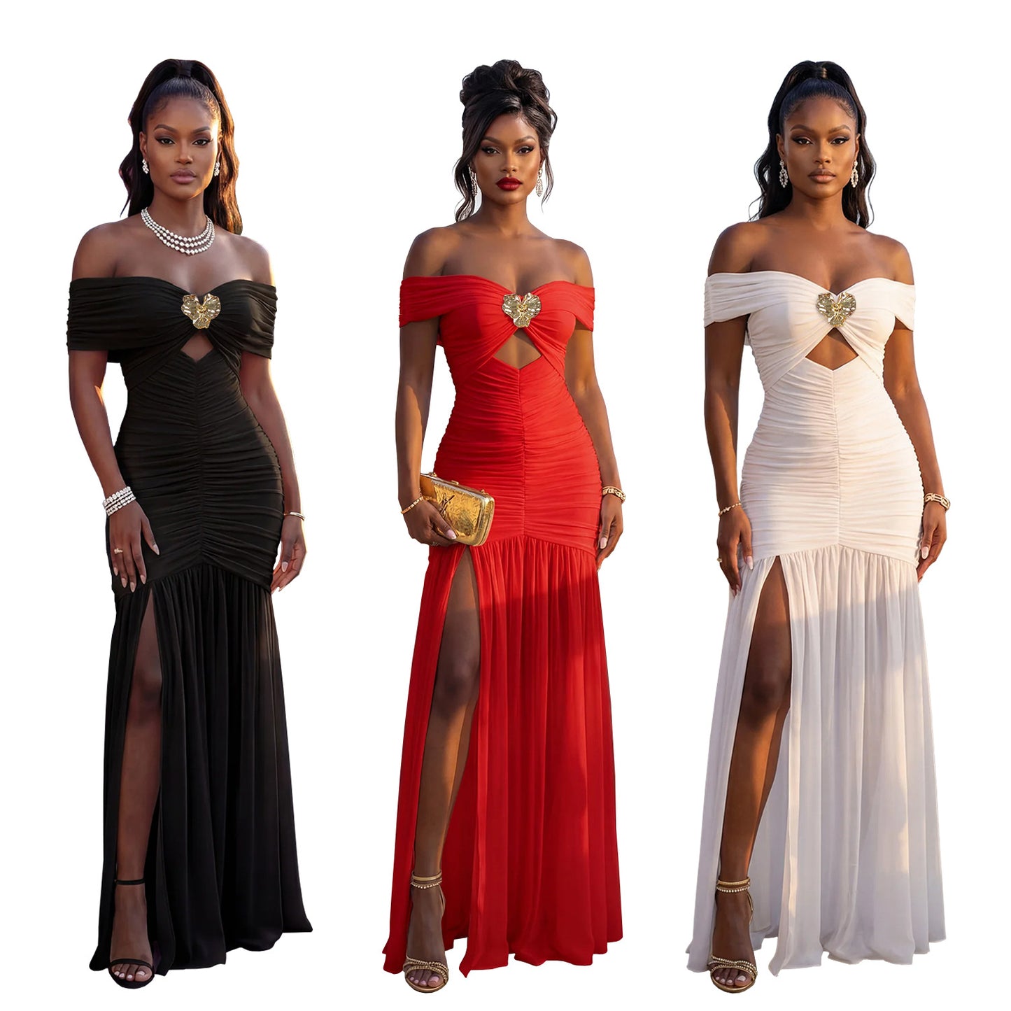 European And American-style Womens Fashion Off-shoulder Tube Dress