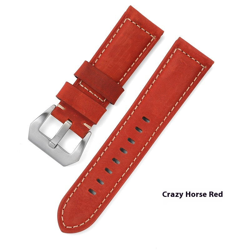 Best-selling In Stock Genuine Leather Strap Crazy Horse Frosted Oil Wax First Layer Cowhide Bamboo Pattern Sports Men Peina Watch Band