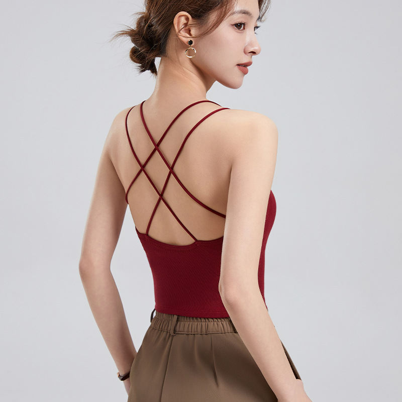 Summer New Sexy Sizzling heat Cross back Sheer strapped Back beauty Camisole