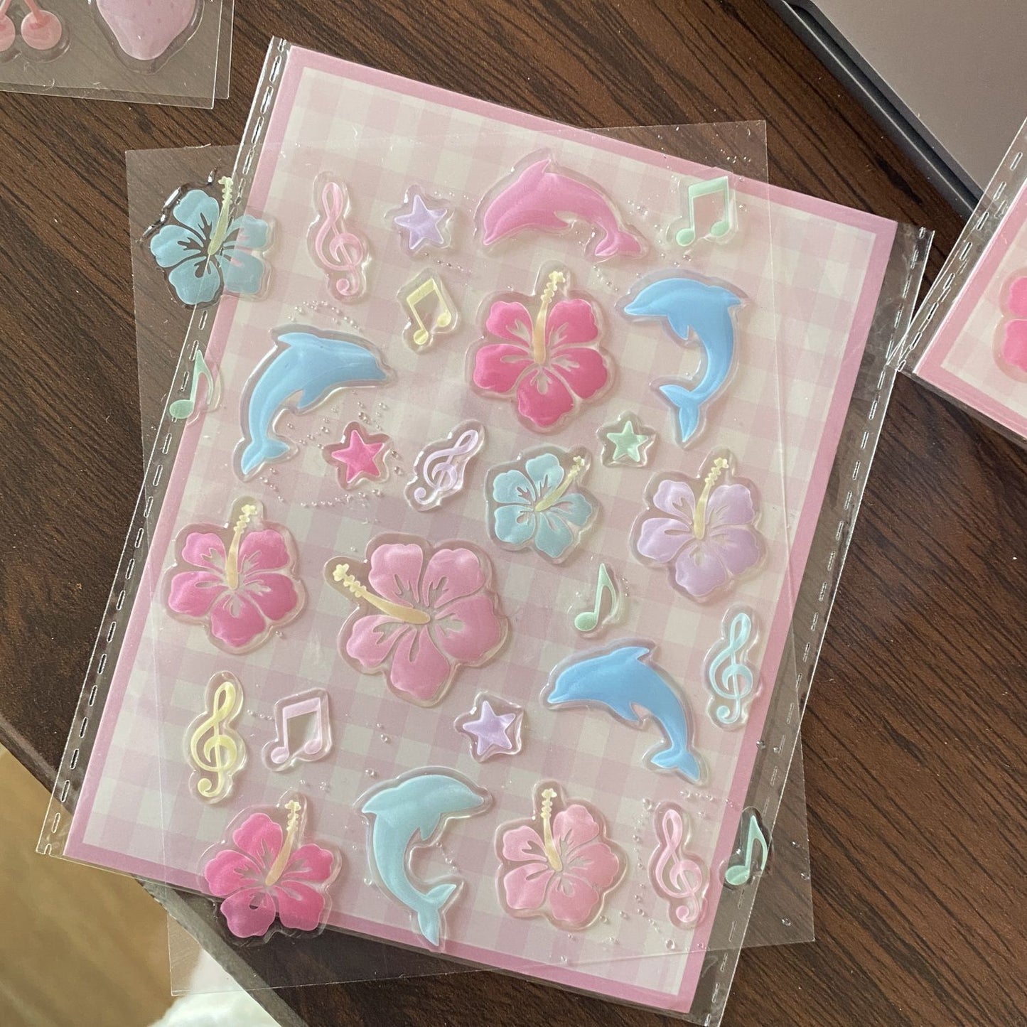 Cute Korean-style Dolphin Hibiscus Jelly Stickers