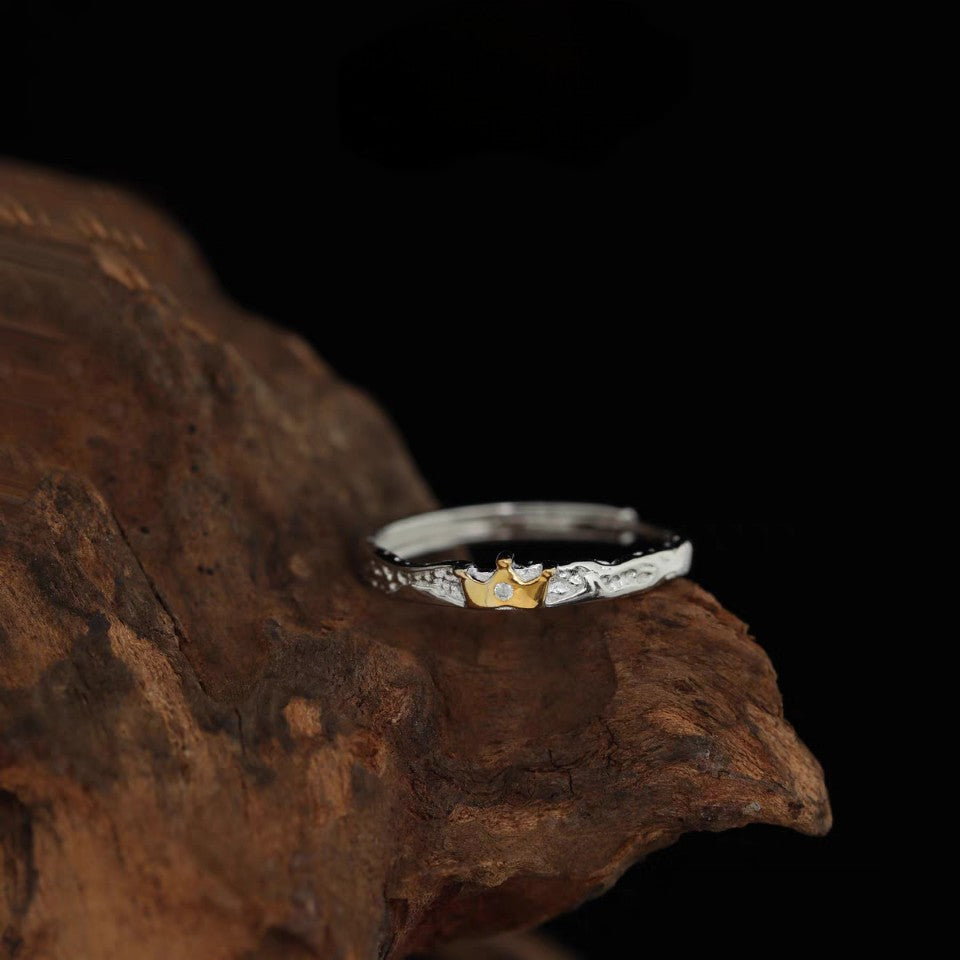 1 Pair 999 Sterling Silver Princess & Knight Couple Rings Adjustable Open Cuff, Romantic Fairytale Design, Ideal Valentine's Day Gift For Lovers