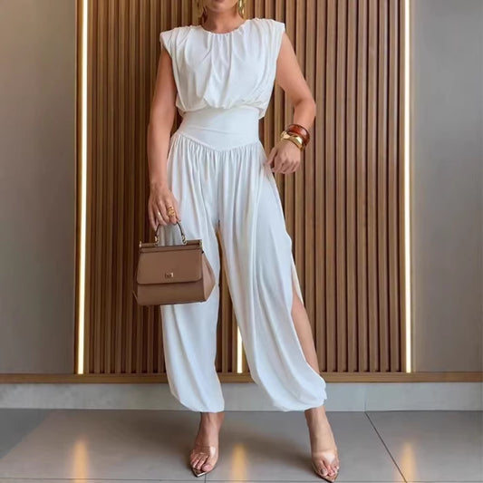 Womens Fashion Loose-fit Elegant Waist-cinching Jumpsuit