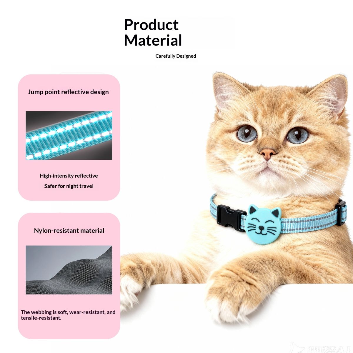 Smart GPT Pet Tracker Finder Collar Anti-Lost Cat Locator Adjustable Safety Buckle Reflective Collar for IOS & Android