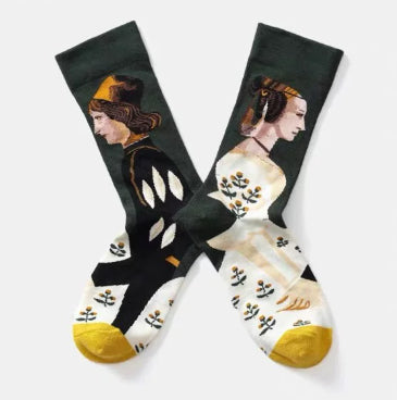 Personalized Oil Painting Ladies' Street Style Fashion Trend Cotton Socks