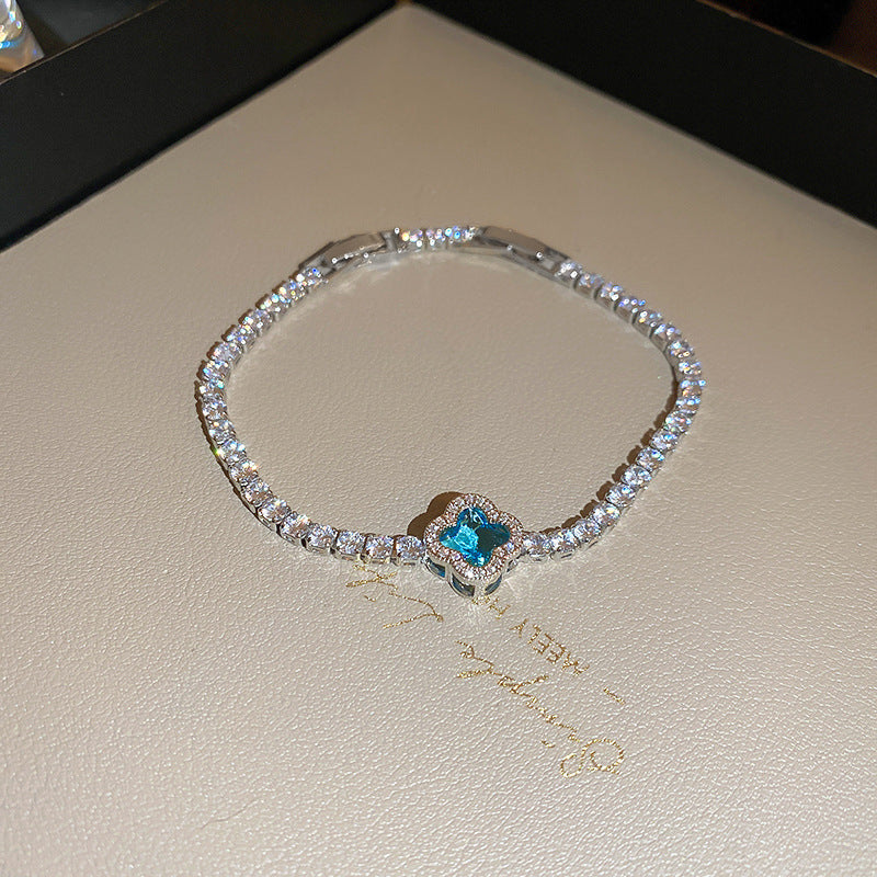 18K Gold Plated Oval Zircon Buckle Bracelet Vintage Ins Style Luxury Bangle Premium European American Jewelry