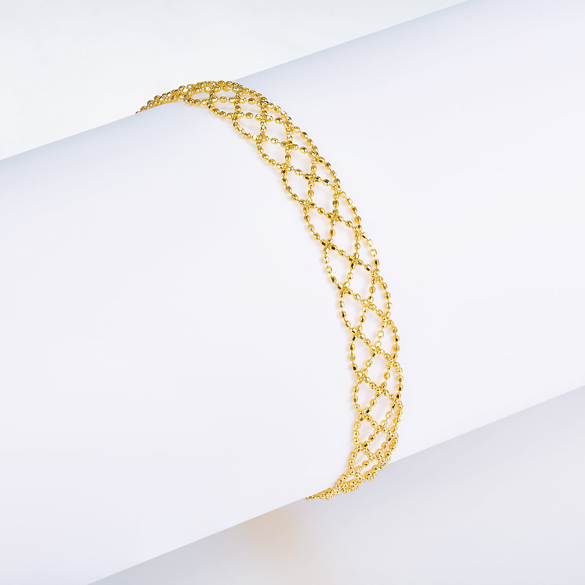 S925 Sterling Silver Hollow Mesh Bracelet 2.2g Lightweight 18.5cm Adjustable 8.0mm Width 3 Colors Platinum Gold Rose Gold Plated Gift Box