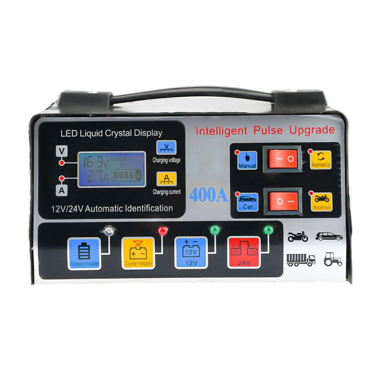 400W Heavy Duty Smart Car Battery Charger Automatic Pulse Repair Trickle UK