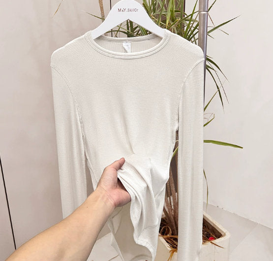 Slim Fit Slimming Round Neck Base Yoga Exercise Top Women