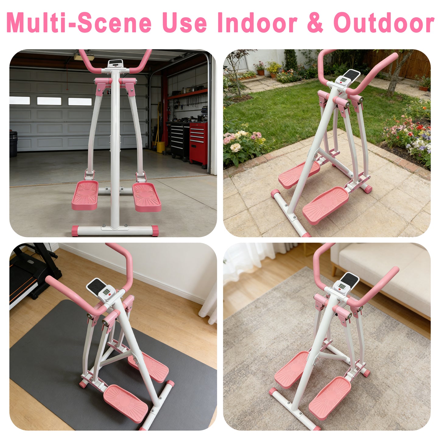 Air Walk Elliptical Machine - Foldable Cardio Cross Trainer Glider For Full-Body Low-Impact Exercise With LCD Display Ideal For Home Gym